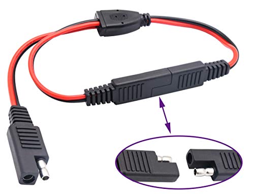 AAOTOKK SAE Y Splitter Adapter Cable SAE 1 to 2 SAE DC Power Automotive Extension Cable 2 Pin Quick Connect Disconnect Plug SAE Connector 18AwG Wire for Solar Panel Charging(30 cm-Red Black)