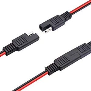 AAOTOKK SAE Y Splitter Adapter Cable SAE 1 to 2 SAE DC Power Automotive Extension Cable 2 Pin Quick Connect Disconnect Plug SAE Connector 18AwG Wire for Solar Panel Charging(30 cm-Red Black)