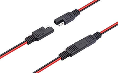 AAOTOKK SAE Y Splitter Adapter Cable SAE 1 to 2 SAE DC Power Automotive Extension Cable 2 Pin Quick Connect Disconnect Plug SAE Connector 18AwG Wire for Solar Panel Charging(30 cm-Red Black)