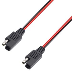 AAOTOKK SAE Y Splitter Adapter Cable SAE 1 to 2 SAE DC Power Automotive Extension Cable 2 Pin Quick Connect Disconnect Plug SAE Connector 18AwG Wire for Solar Panel Charging(30 cm-Red Black)