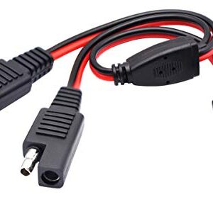 AAOTOKK SAE Y Splitter Adapter Cable SAE 1 to 2 SAE DC Power Automotive Extension Cable 2 Pin Quick Connect Disconnect Plug SAE Connector 18AwG Wire for Solar Panel Charging(30 cm-Red Black)