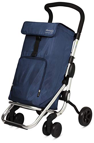 Playmarket Playcare Folding Shopping Cart with Swivel Wheels, Navy