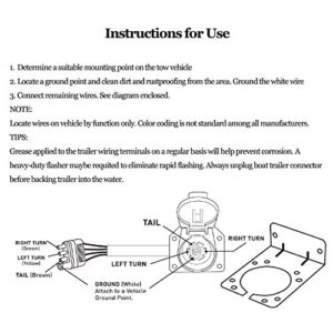 YONHAN 4 Pin to 7 Pin Adapter Trailer Light Adapter 4-Way Flat Truck to 7-Way Blade Reverse Plug Connector with Mounting Bracket for Towing Solutions