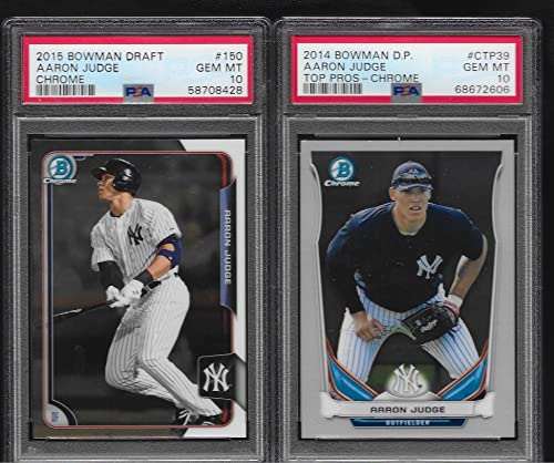 PSA 10 AARON JUDGE 2 BOWMAN CHROME ROOKIE CARD LOT GRADED PSA GEM MINT 10 YANKEES SUPERSTAR MVP HOMERUN KING