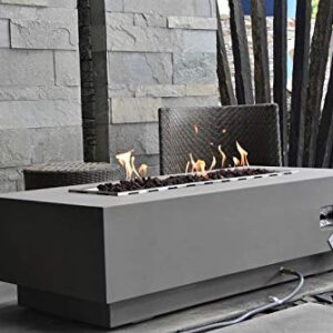 Elementi Granville Fire Table Cast Concrete Natural Gas Fire Table, Outdoor Fire Pit Fire Table/Patio Furniture, 45, BTU Auto-Ignition, Stainless Steel Burner, Lava Rock Included