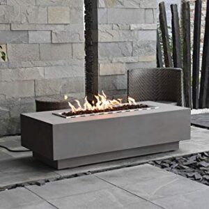 Elementi Granville Fire Table Cast Concrete Natural Gas Fire Table, Outdoor Fire Pit Fire Table/Patio Furniture, 45, BTU Auto-Ignition, Stainless Steel Burner, Lava Rock Included