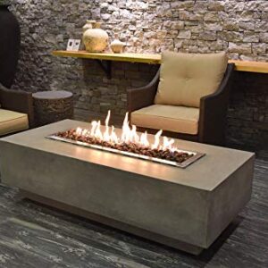 Elementi Granville Fire Table Cast Concrete Natural Gas Fire Table, Outdoor Fire Pit Fire Table/Patio Furniture, 45, BTU Auto-Ignition, Stainless Steel Burner, Lava Rock Included