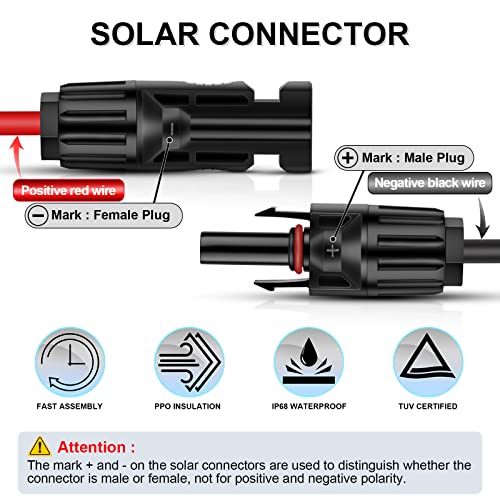 iGreely Solar Panel to 8mm Adapter Cable DC 8mm Connector with DC 5.5x2.5mm Converter for Portable Backup Power Station GZ Yeti Jackery Solar Generator 14AWG 6ft