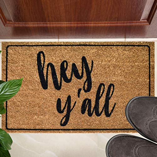 NINAMAR Door Mat Hey Y'all Natural Coir – 29.5 x 17.5 inch