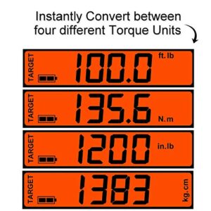 eTORK - Click-Style Torque Wrench | 1/2 Torque Wrench | 250 lbs Torque Wrench | Auto Torque Wrench | Electronic Scale Torque Wrench 1/2 Drive | Range: 25-250 ft.-lb./33.9-339 N.m