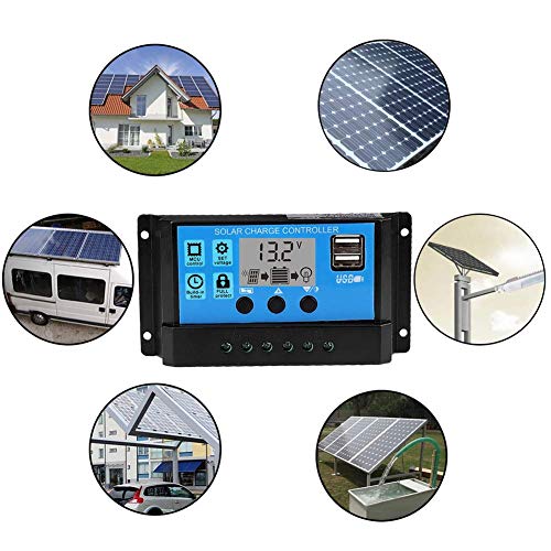 Aramox Solar Charge Controller, 12V-24V MPPT Solar Battery Solar Charge Controller PWM Controller 60A/50A/40A/30A/20A/10A(50A)