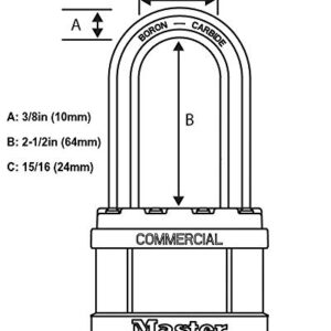 Master Lock Magnum Padlock - 2" W x 2-1/2"L Shackle, Eight (8) Keyed Alike Locks M5NKALJSTS-8 w/BumpStop Technology