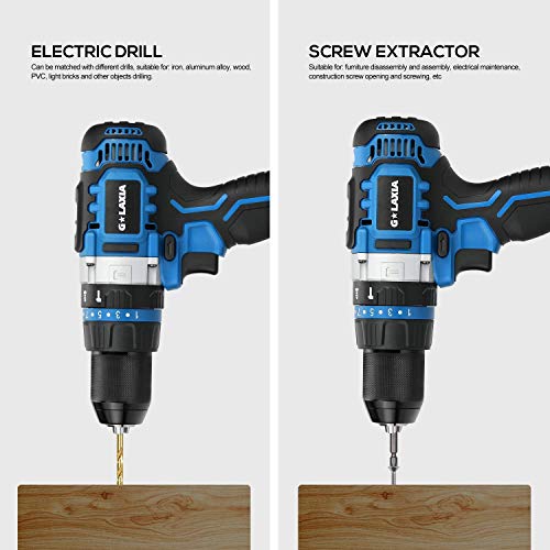 G LAXIA 20V Lithium Ion 2-Speed Cordless Drill Driver with Variable Speed, Max Torque(50N.m), 21+3 Clutch, 1/2 inch Keyless Chuck, Built-in LED, Metal Belt Clip, 2.0Ah Battery & 1 Fast Charger