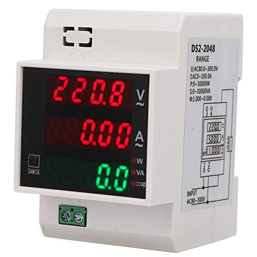 Digital Energy Meter, Multifunction Din Rail Power Meter AC100A KWH Meter with LED Display AC80-300V/AC200-450V(AC80-300/100A)