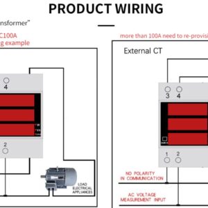 Digital Energy Meter, Multifunction Din Rail Power Meter AC100A KWH Meter with LED Display AC80-300V/AC200-450V(AC80-300/100A)