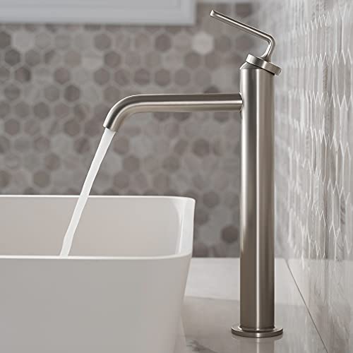 KRAUS Novis Single Handle Vessel Sink Bathroom Faucet with Pop-Up Drain in Spot Free Stainless Steel, KVF-1220SFS