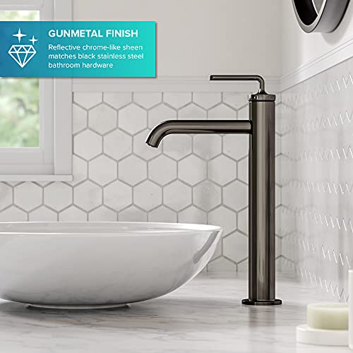 KRAUS Novis Single Handle Vessel Sink Bathroom Faucet with Pop-Up Drain in Spot Free Stainless Steel, KVF-1220SFS