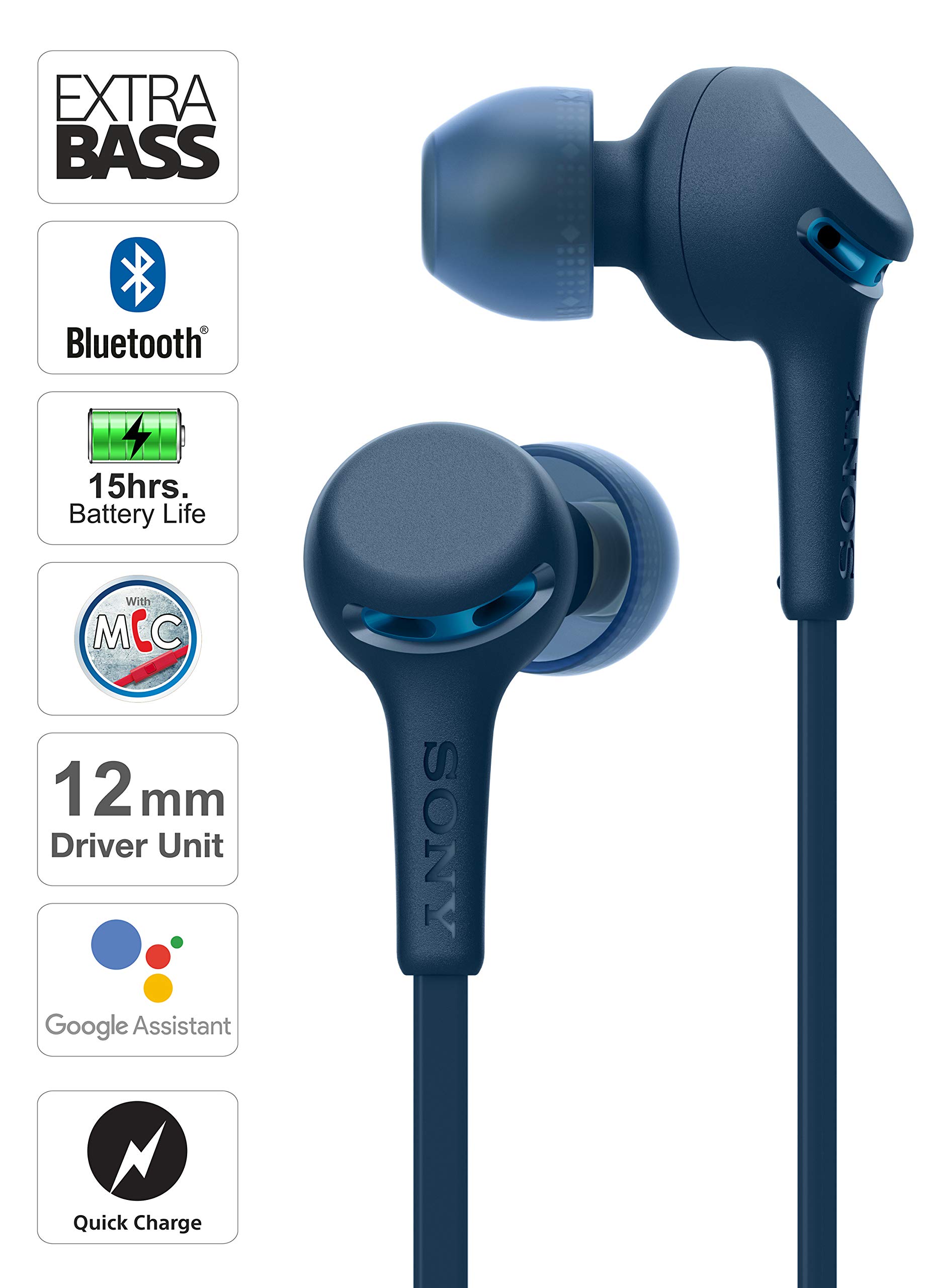 Sony WI-XB400 Wireless in-Ear Extra Bass Headset/Headphones with mic for Phone Call, Blue (WIXB400/L)