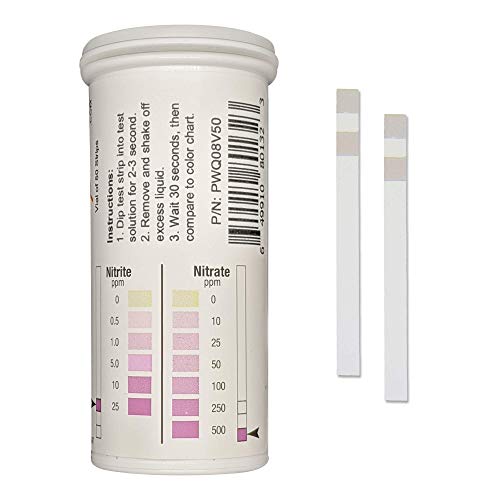 Nitrite 0-25 ppm, Nitrate 0-500 ppm Two Pad Test Strip [Vial of 50 Strips]