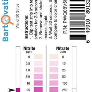 Nitrite 0-25 ppm, Nitrate 0-500 ppm Two Pad Test Strip [Vial of 50 Strips]