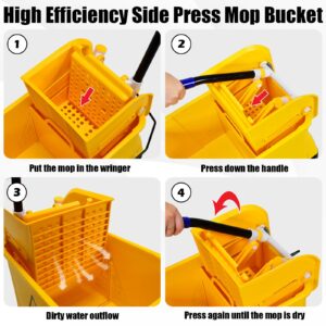 GOPLUS Commercial Mop Bucket with Wringer, Household Portable Mop Bucket, Ideal for Household and Public Places Floor, 21 Quart Capacity, Yellow (21 Quart)