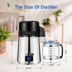 ECO-WORTHY 1 Gallon Water Distiller Timeable Pure Water Distillation with 304 Stainless Steel Filter and CNC Timing LCD Display for Home Countertop 110V