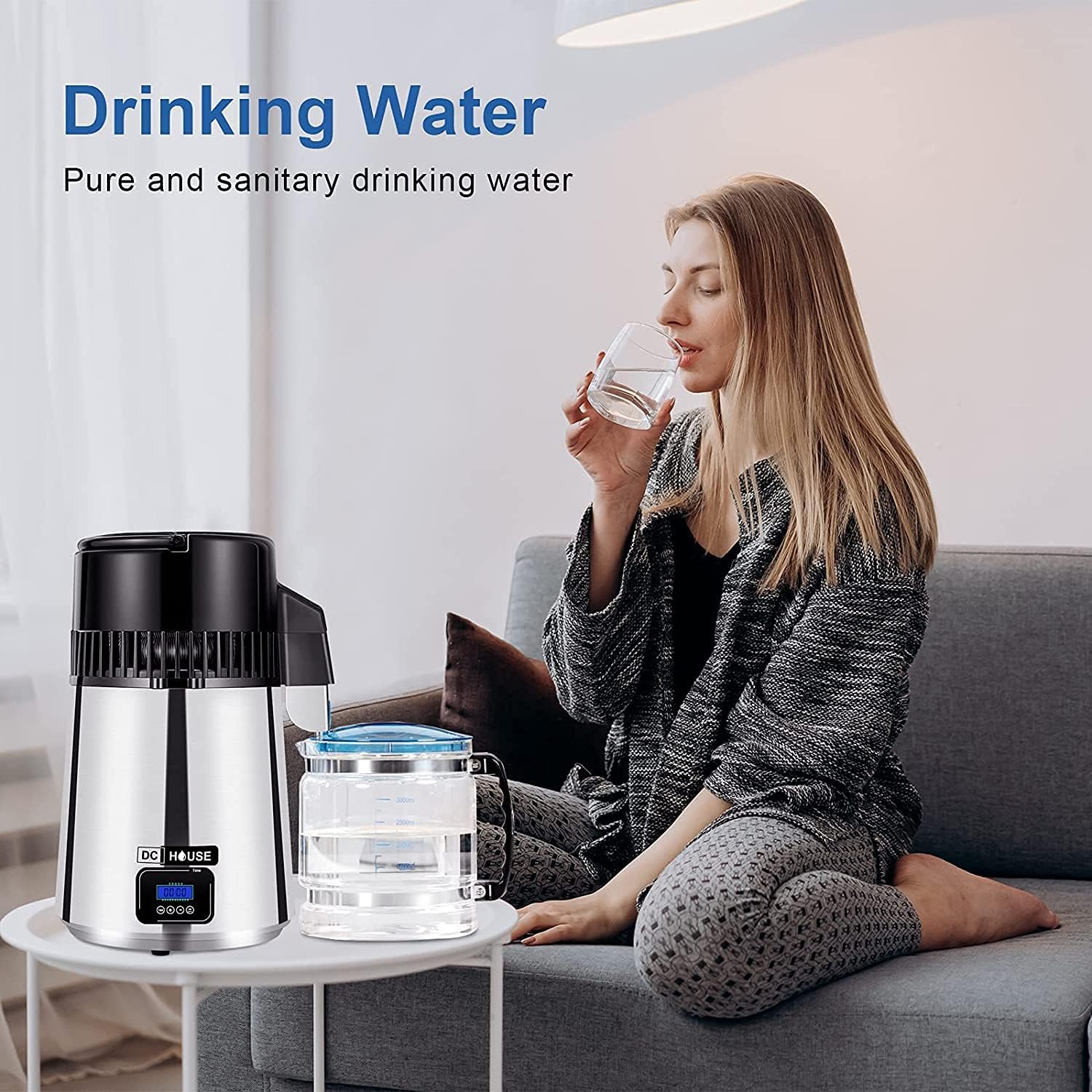 ECO-WORTHY 1 Gallon Water Distiller Timeable Pure Water Distillation with 304 Stainless Steel Filter and CNC Timing LCD Display for Home Countertop 110V