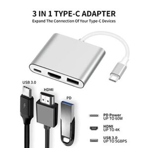 AISONK USB-C to HDMI Adapter, USB 3.1 Type C to HDMI 4K Multiport AV Converter with USB 3.0 Port Mac HDMI Adapter,USB-C Digital AV Multi Port Adapter for MacBook Pro/ S8+/S9+/Projector/Monitor（Gray）