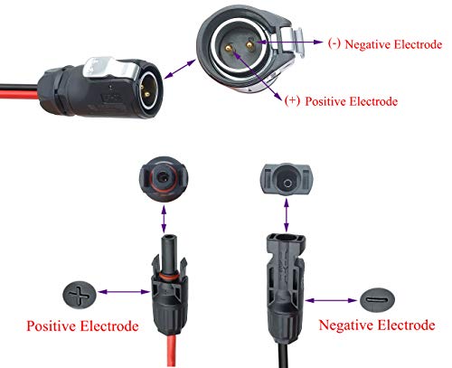 AAOTOKK 10AWG Solar Female & Male Connector to 2 Pin Male Power Industrial Circular Connector for fit Solar Panel Suitcase, Forrest River RV Ports, Grand Design RV's Industry (0.4m/1.3ft)