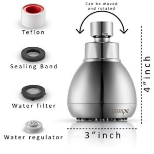 SPA High Pressuer Showerhead chrome Anti-leak Shower Head For Powerful Water Rain With Removable Flow Restrictor - Unique 3 Inch - 5 Years Wrranty + Free Relaxing Loofah Sponge