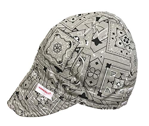 Comeaux Caps Reversible Welding Cap Grey Bandana Size 7 3/4