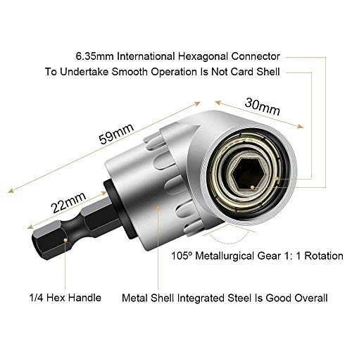 Newte Right Angle Drill Attachment, 4-in-1 Impact Drill Bit Extension, Joint Socket 1/4 3/8 1/2 In Hand Power Wrench Ratchet Drill Adapter/Extension Set Turns Power Drill Into High Speed Nut Driver