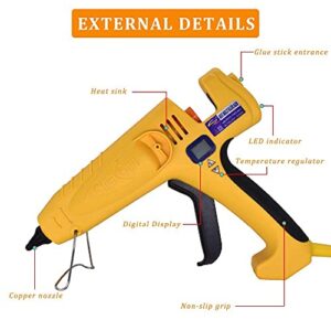 Professional Full Size Hot Glue Gun 500-watt High Temp Industrial Heavy Duty Glue Guns Temperature Adjustable with LED Digital Display Gift 3 Gun Tips & 0.43" Glue Sticks