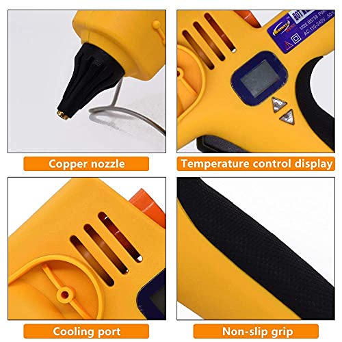 Professional Full Size Hot Glue Gun 500-watt High Temp Industrial Heavy Duty Glue Guns Temperature Adjustable with LED Digital Display Gift 3 Gun Tips & 0.43" Glue Sticks