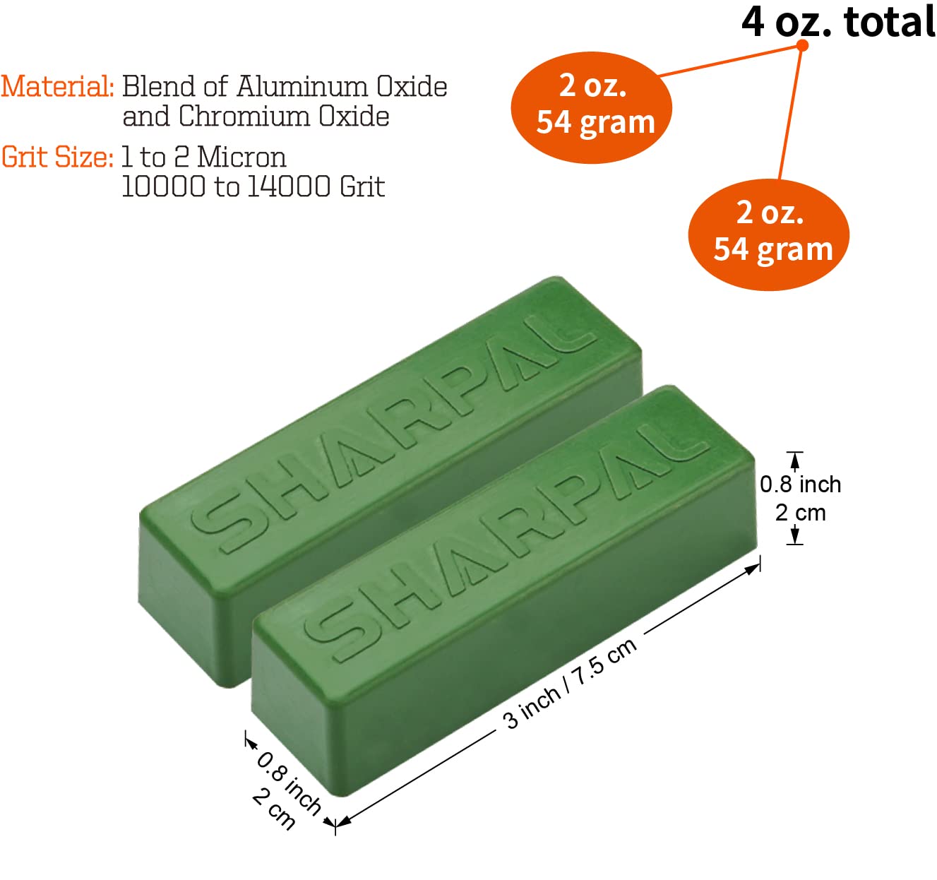SHARPAL 208H 106g / 4 Oz. Polishing Compound Fine Green Buffing Compound, Leather Strop Sharpening Stropping Compounds (2-Pack, Total 106g / 4 Oz.)