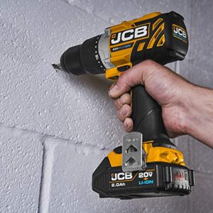 JCB Tools - JCB 20V Cordless Brushless Drill Driver Power Tool - No Battery - Variable Speed - Forward And Reverse Rotation - For Home Improvement, Drilling, Screw Driving, Drill or Hex Bits