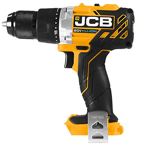 JCB Tools - JCB 20V Cordless Brushless Drill Driver Power Tool - No Battery - Variable Speed - Forward And Reverse Rotation - For Home Improvement, Drilling, Screw Driving, Drill or Hex Bits