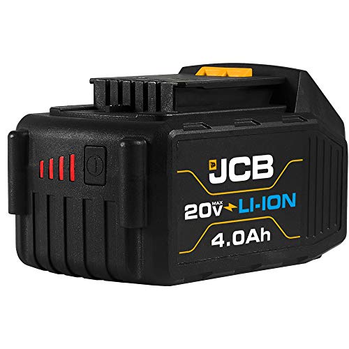 Jcb Tools - 20V Lithium-Ion Battery 4.0Ah With Charge Remaining Indicator - For JCB 20V Power Tools - Drill, Jigsaw, Recip Saw, Circular Saw, Multi Tool, Miter Saw, Angle Grinder, LED Work Light