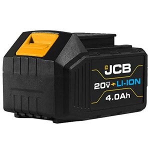 Jcb Tools - 20V Lithium-Ion Battery 4.0Ah With Charge Remaining Indicator - For JCB 20V Power Tools - Drill, Jigsaw, Recip Saw, Circular Saw, Multi Tool, Miter Saw, Angle Grinder, LED Work Light