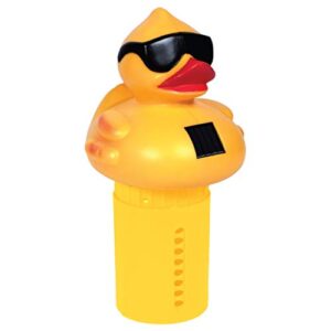 game 12301-bb solar light-up derby duck mid-size chlorinator pool chorine dispenser, yellow