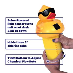 GAME 12301-BB Solar Light-Up Derby Duck Mid-Size Chlorinator Pool Chorine Dispenser, Yellow