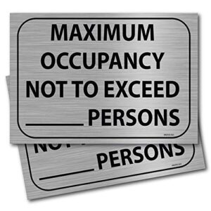 (2 pack) maximum occupancy sign 7" x 10" self adhesive vinyl stickers decal restaurant or business