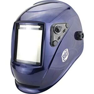 SÜA Welding Helmet - Model: Vector - Auto Darkening - Largest Viewing Area: 4" x 4" - Photovoltaic Powered - Ergonomic Headgear - Color: Blue