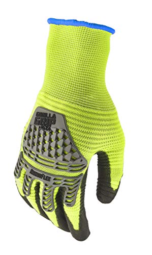 Gorilla Grip Max RhinoFlex High Vis Work Gloves with Impact and Abrasion Protection, Large