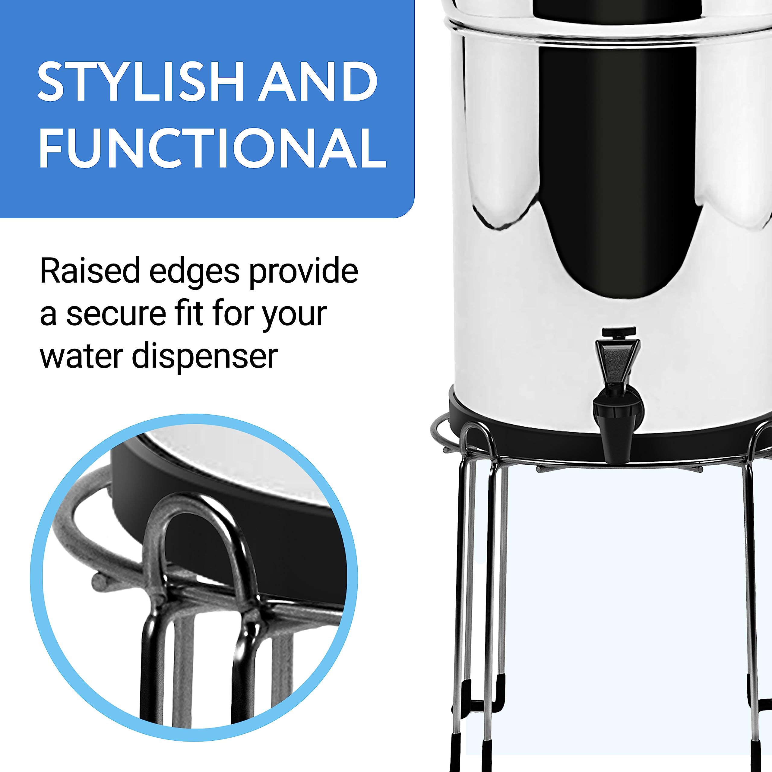 IMPRESA Extra Tall Water Filter Stand For Berkey 8" Tall by 9" Wide, Countertop Stainless Steel Stand for Most Medium Gravity Fed Water Coolers - Fills tall Glasses, Pitchers, Pots with Water