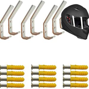 AUXPhome 6Set Motorcycle Helmet Holder Hook, Wall Mounted Equestrian Helmet Storage Rack Hanger, Motorbike Cloth Wall Display Rack, Football Helmet Display Stand, Baseball Batting Helmet Rack