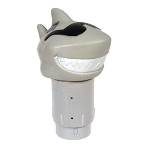 game 12902-bb solar light-up shark pool 3-inch tablet chlorine dispenser led light sensor, grey, 6.54” x 9.25” x 12.48