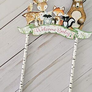 Woodland Baby Shower Cake Topper, Woodland Welcome Baby Topper, Woodland Animals, Baby Shower Decoration