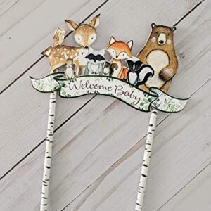 Woodland Baby Shower Cake Topper, Woodland Welcome Baby Topper, Woodland Animals, Baby Shower Decoration