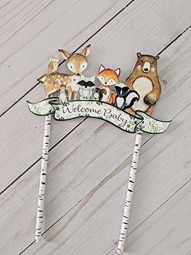 Woodland Baby Shower Cake Topper, Woodland Welcome Baby Topper, Woodland Animals, Baby Shower Decoration